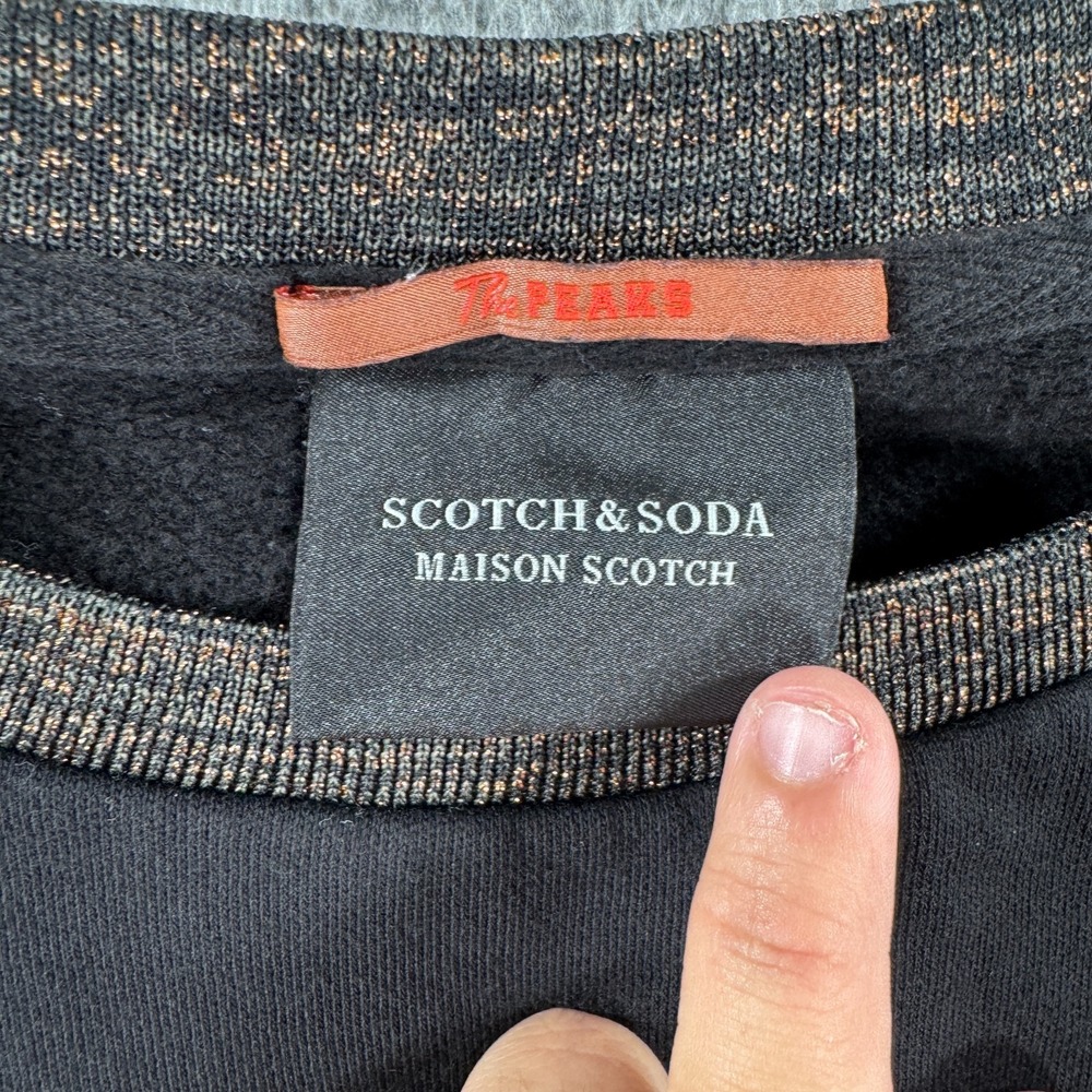 Scotch & Soda Maison Scotch Sweatshirt Womens XS Black Fleece Lined Ribbed - Picture 3 of 8